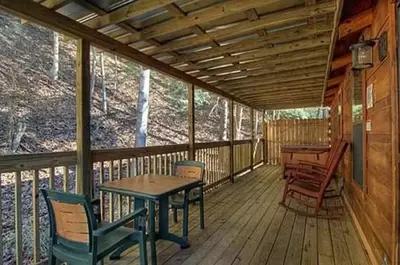 deck on silver maple cabin