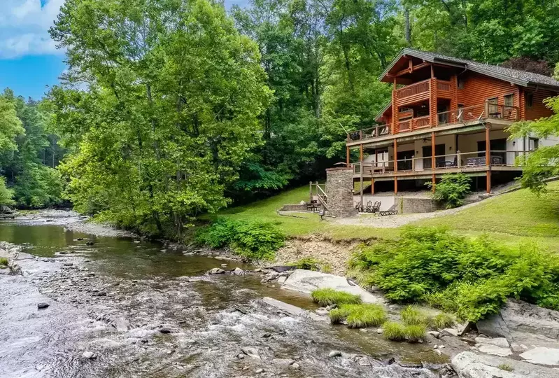 Ogle River Lodge on the River cabin next to river