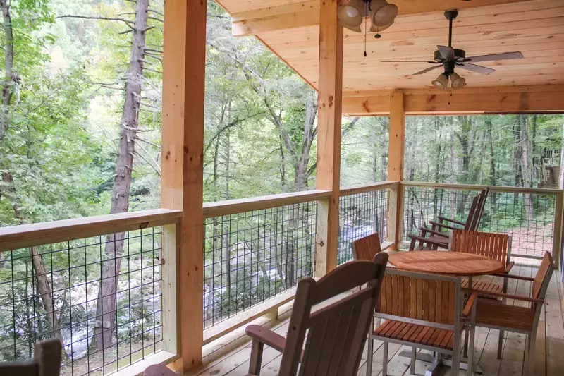 Little Pigeon River House porch overlooking river