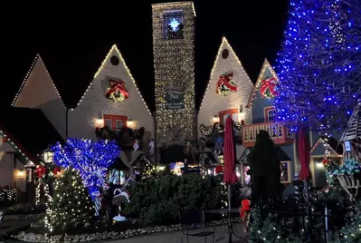 The Incredible Christmas Place at night with lights