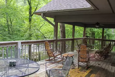 deck on cabin on the river