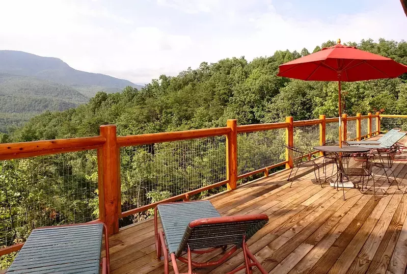 mountain view from deck of Heavenly View cabin