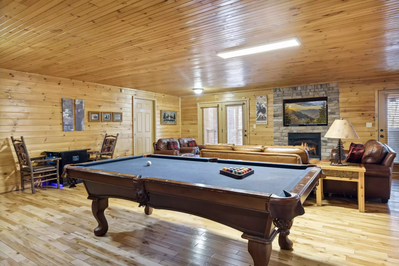 game room of one of our Smoky Mountain Cabins