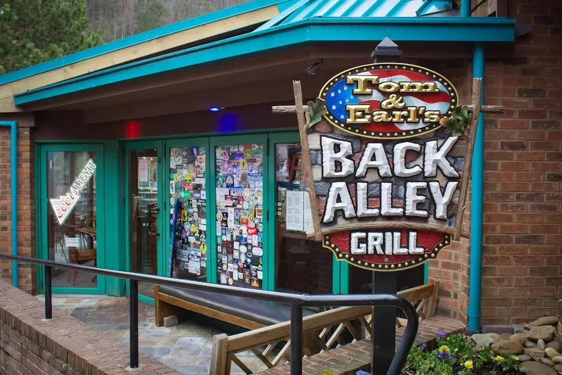 Tom & Earl's Back Alley Grill is one of the best local restaurants in Gatlinburg TN